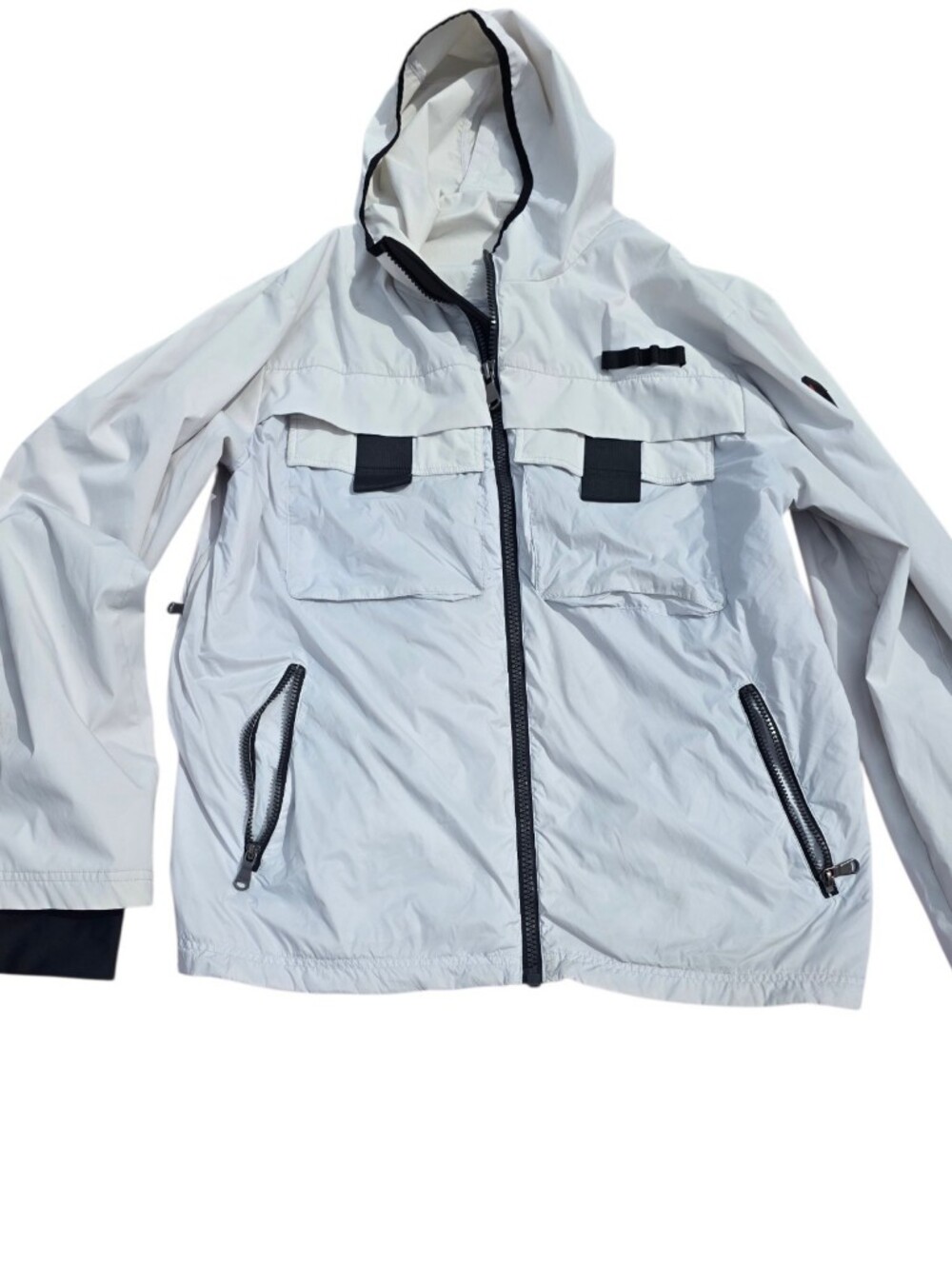 Pajar Men's White Hooded Lightweight Jacket with Black Accents